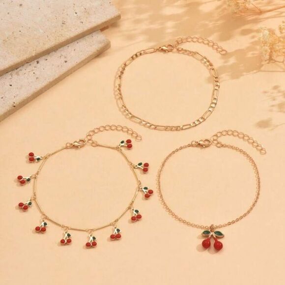 Cherry anklet Set A1376 - Picture 2 of 4
